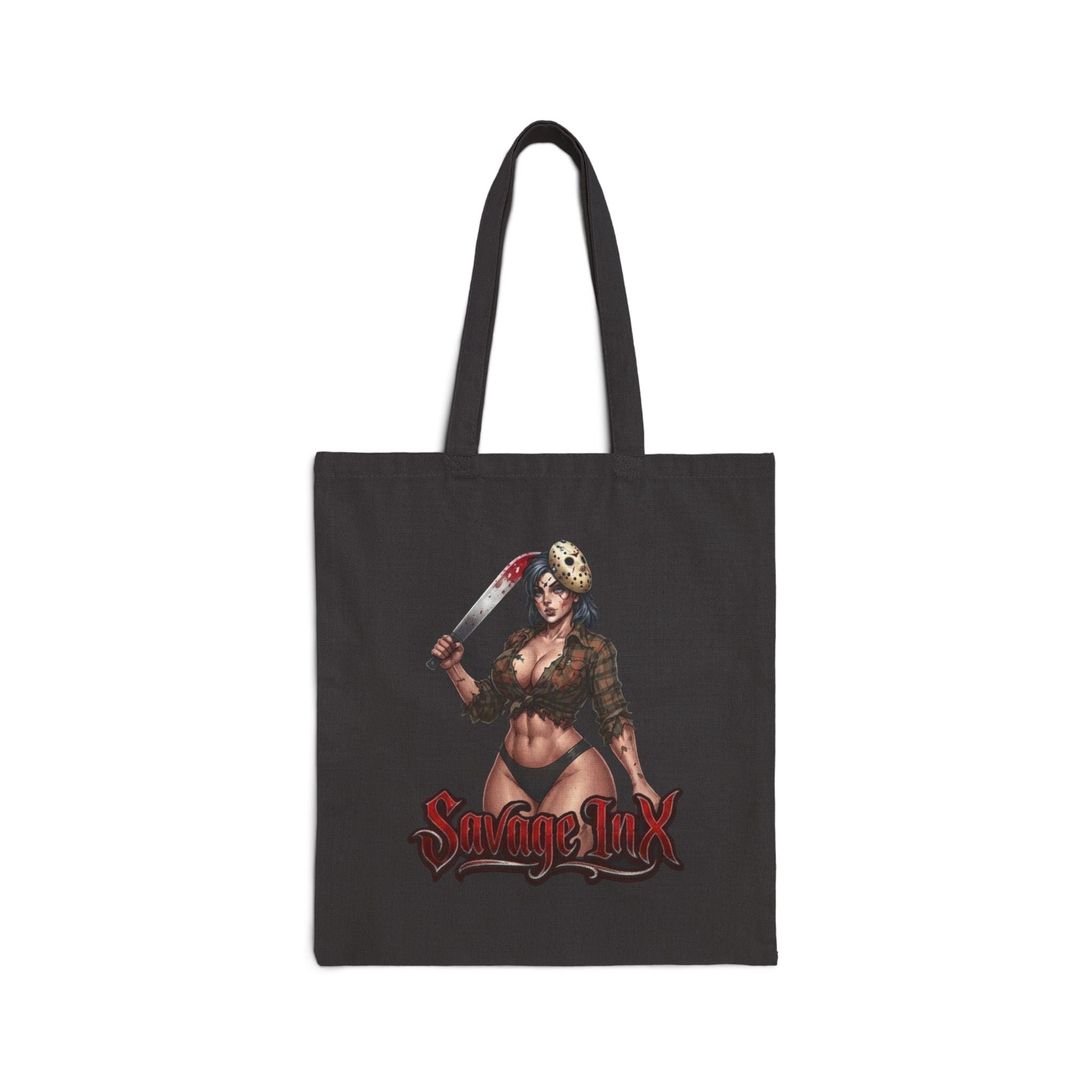 'Savage By Nature' Horror Pin-Up Cotton Canvas Tote