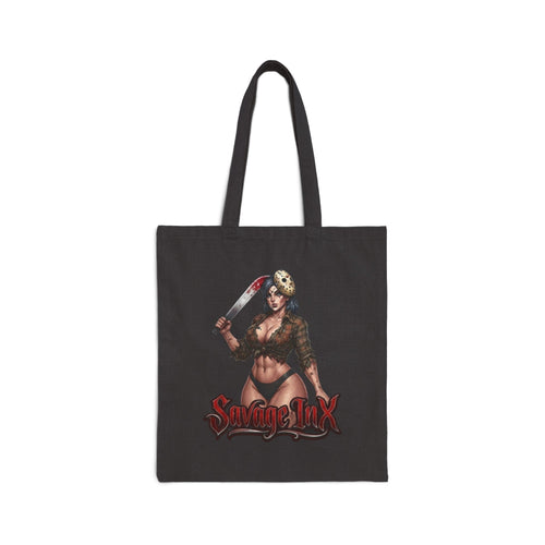 'Savage By Nature' Horror Pin-Up Cotton Canvas Tote
