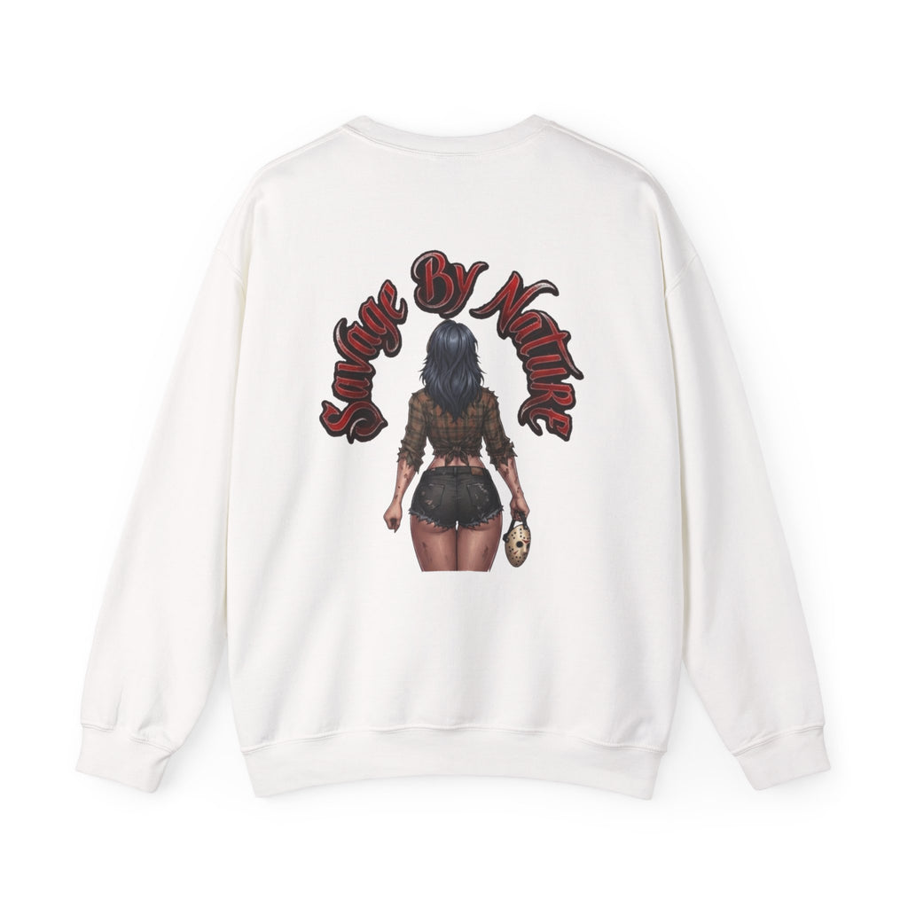 Savge By Nature Crewneck Sweatshirt — Savage Inx Pinup Horror Graphic