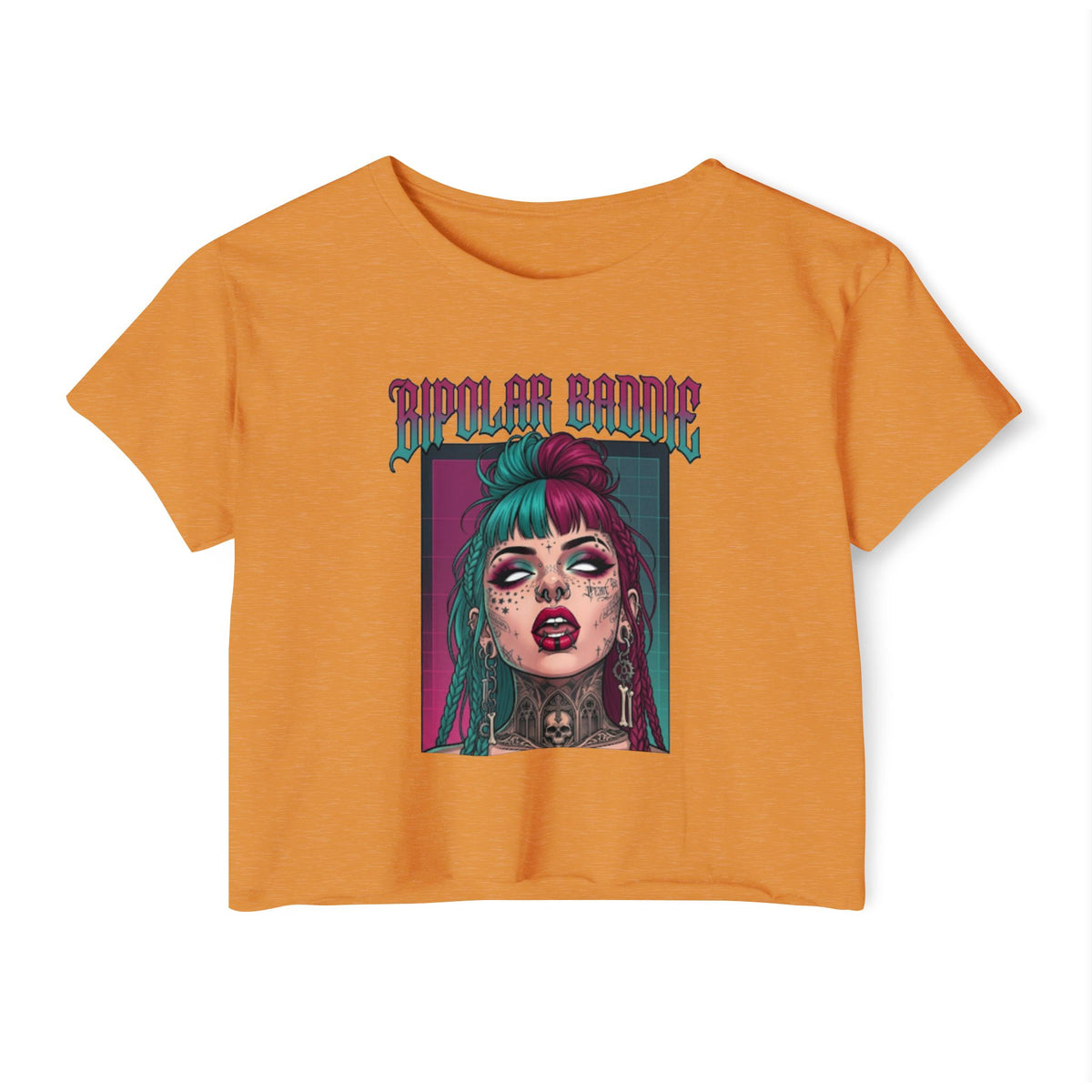 SAVAGE INX  "Bipolar Baddie" Cropped Tee - Alternative Goth Graphic Crop Top