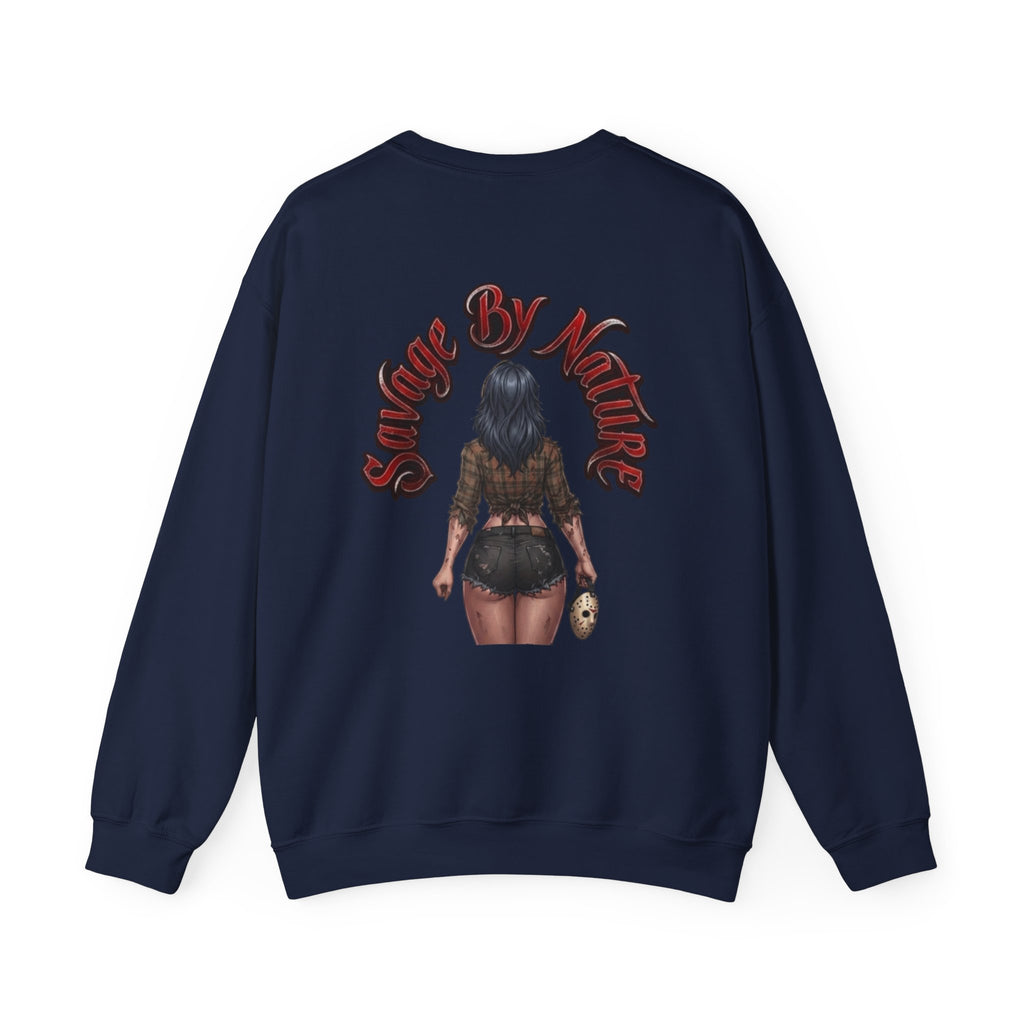 Savge By Nature Crewneck Sweatshirt — Savage Inx Pinup Horror Graphic