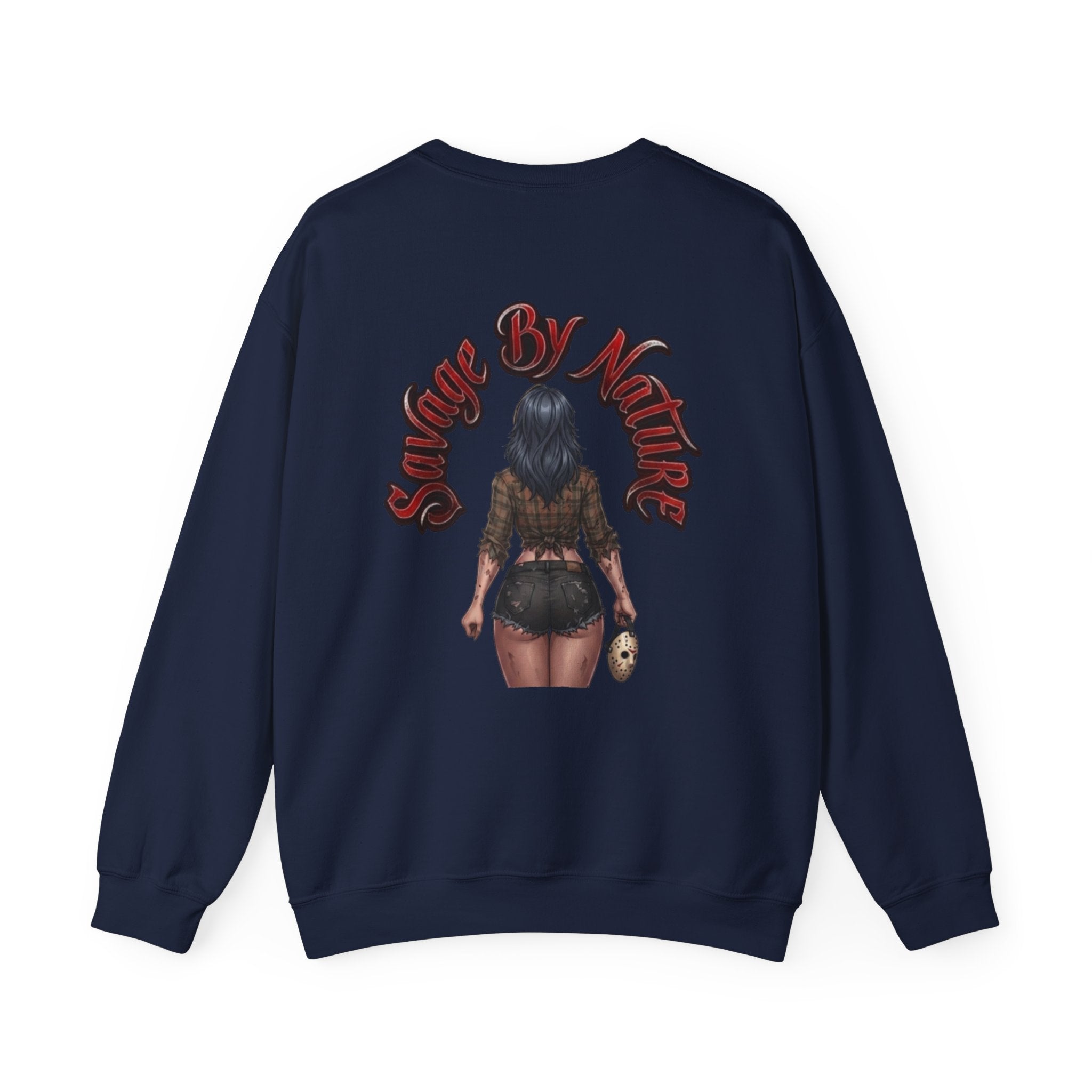 Savge By Nature Crewneck Sweatshirt — Savage Inx Pinup Horror Graphic