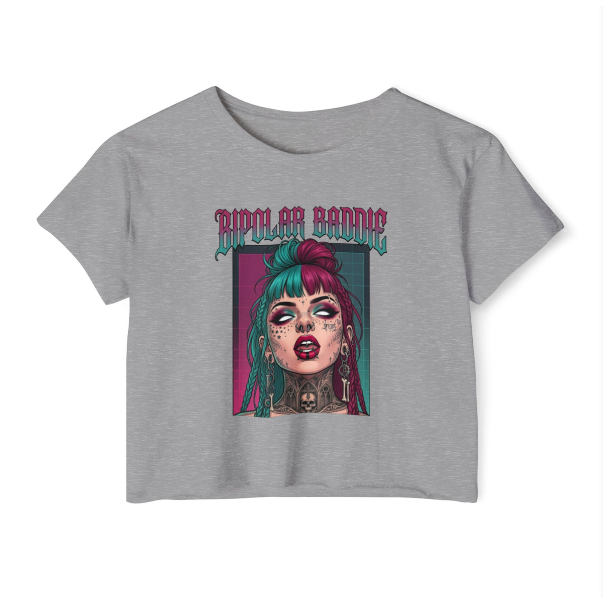 SAVAGE INX  "Bipolar Baddie" Cropped Tee - Alternative Goth Graphic Crop Top
