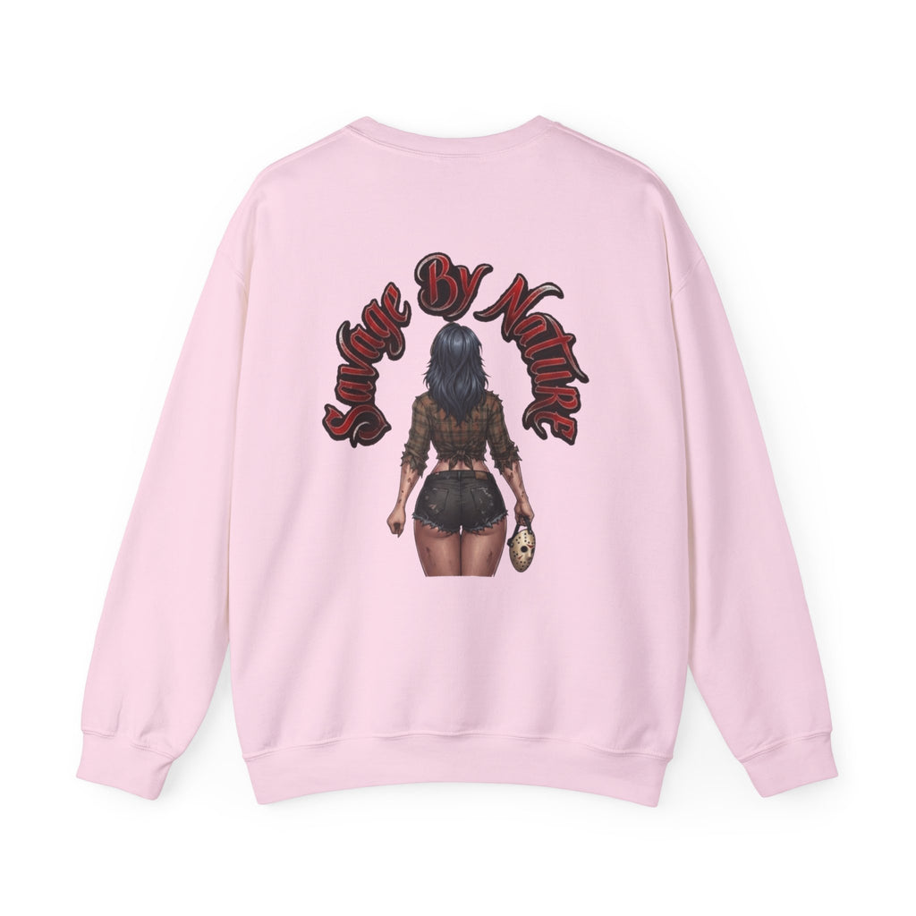 Savge By Nature Crewneck Sweatshirt — Savage Inx Pinup Horror Graphic