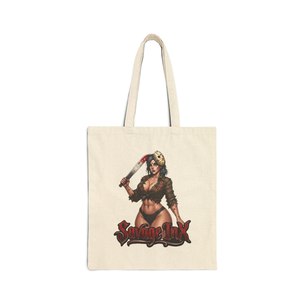 'Savage By Nature' Horror Pin-Up Cotton Canvas Tote