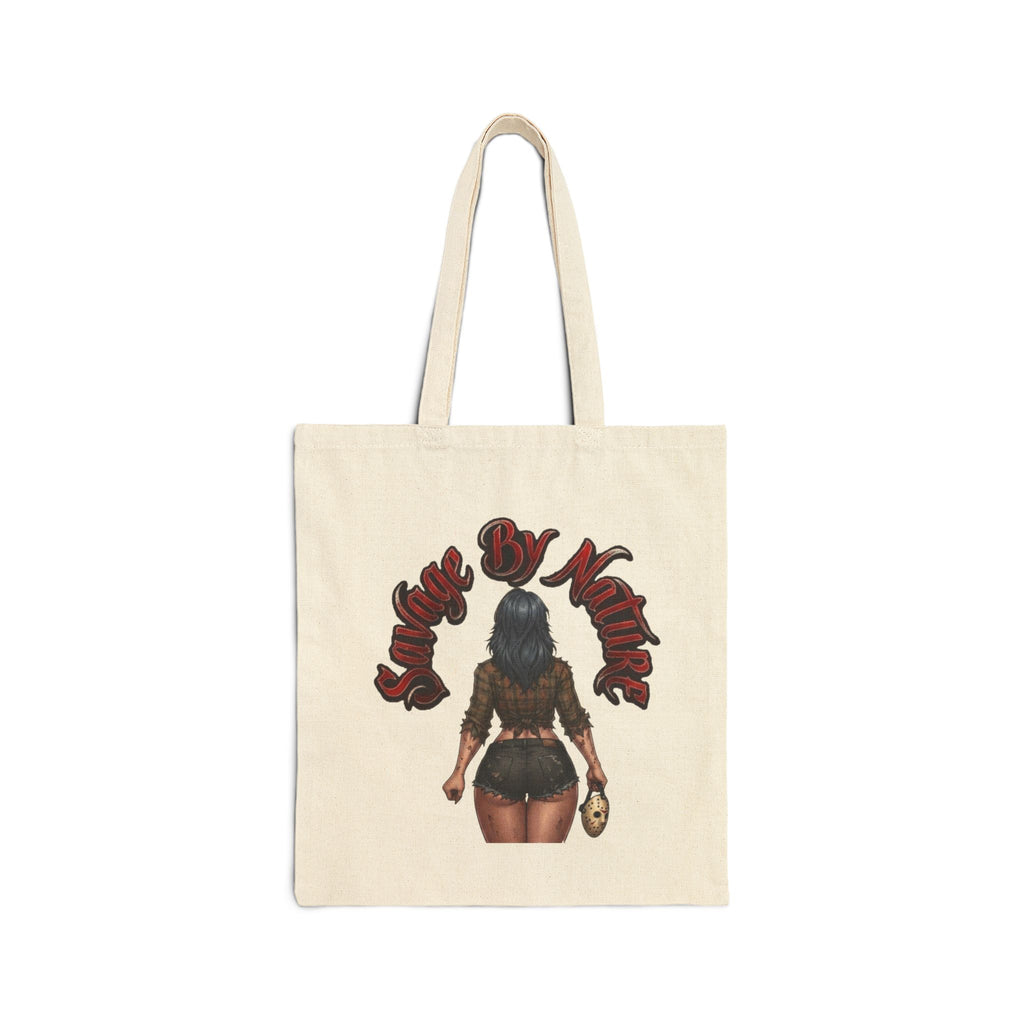 'Savage By Nature' Horror Pin-Up Cotton Canvas Tote
