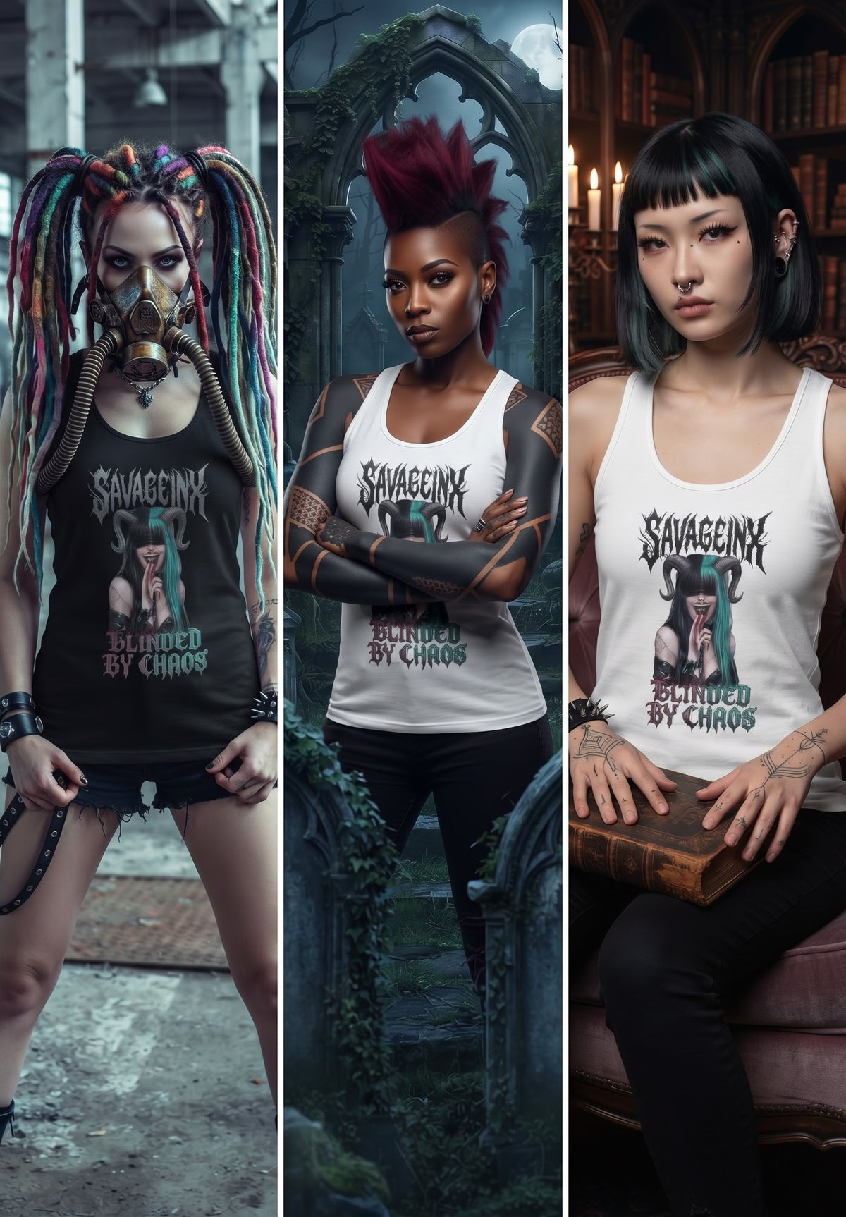 SavageInx | "Blinded By Chaos" Slim-Fit Racerback Womens Tank