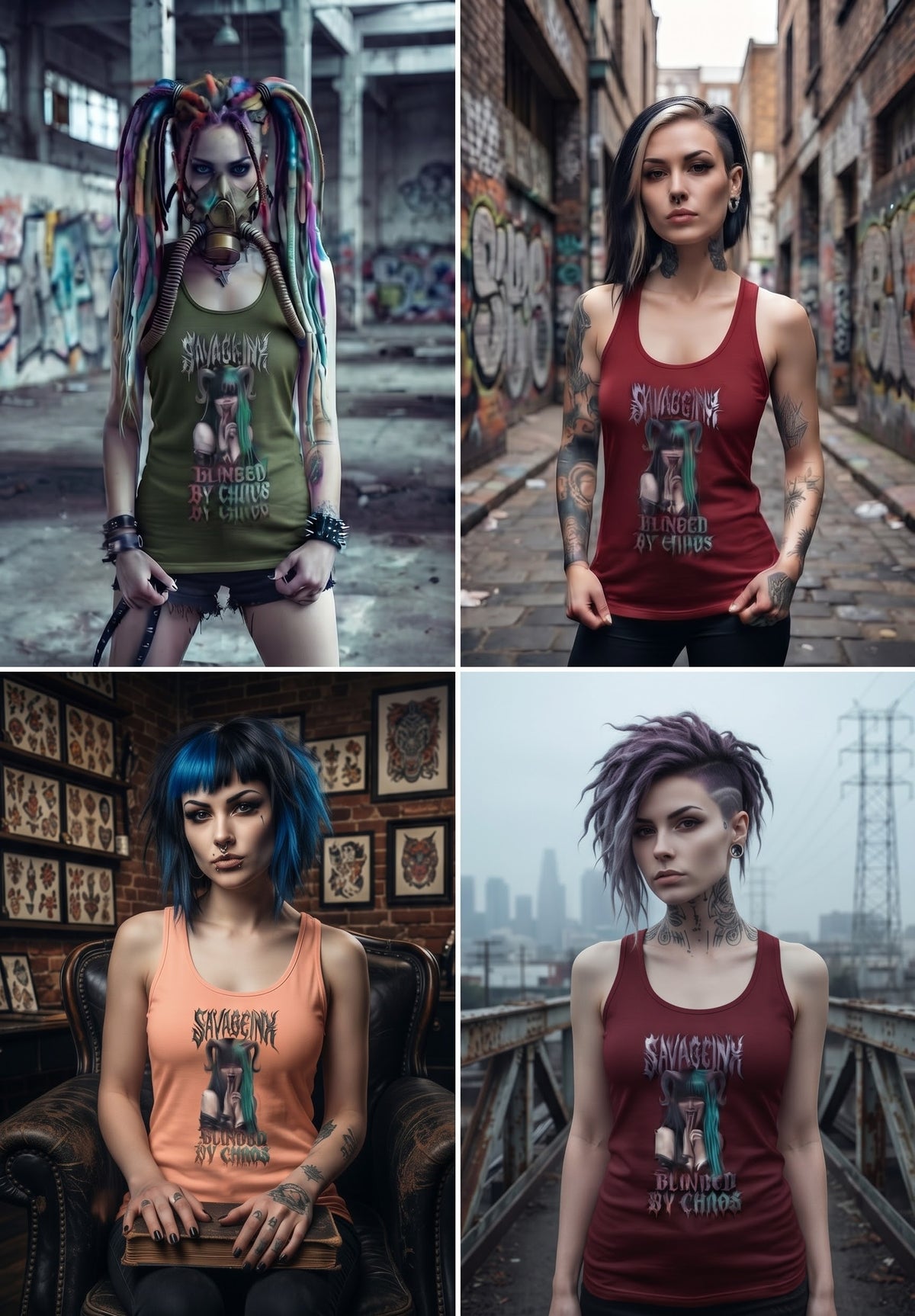 SavageInx | "Blinded By Chaos" Slim-Fit Racerback Womens Tank