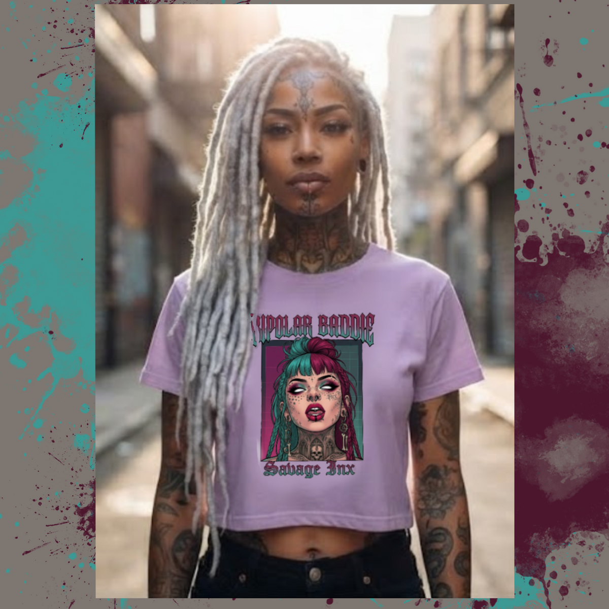 SAVAGE INX  "Bipolar Baddie" Cropped Tee - Alternative Goth Graphic Crop Top