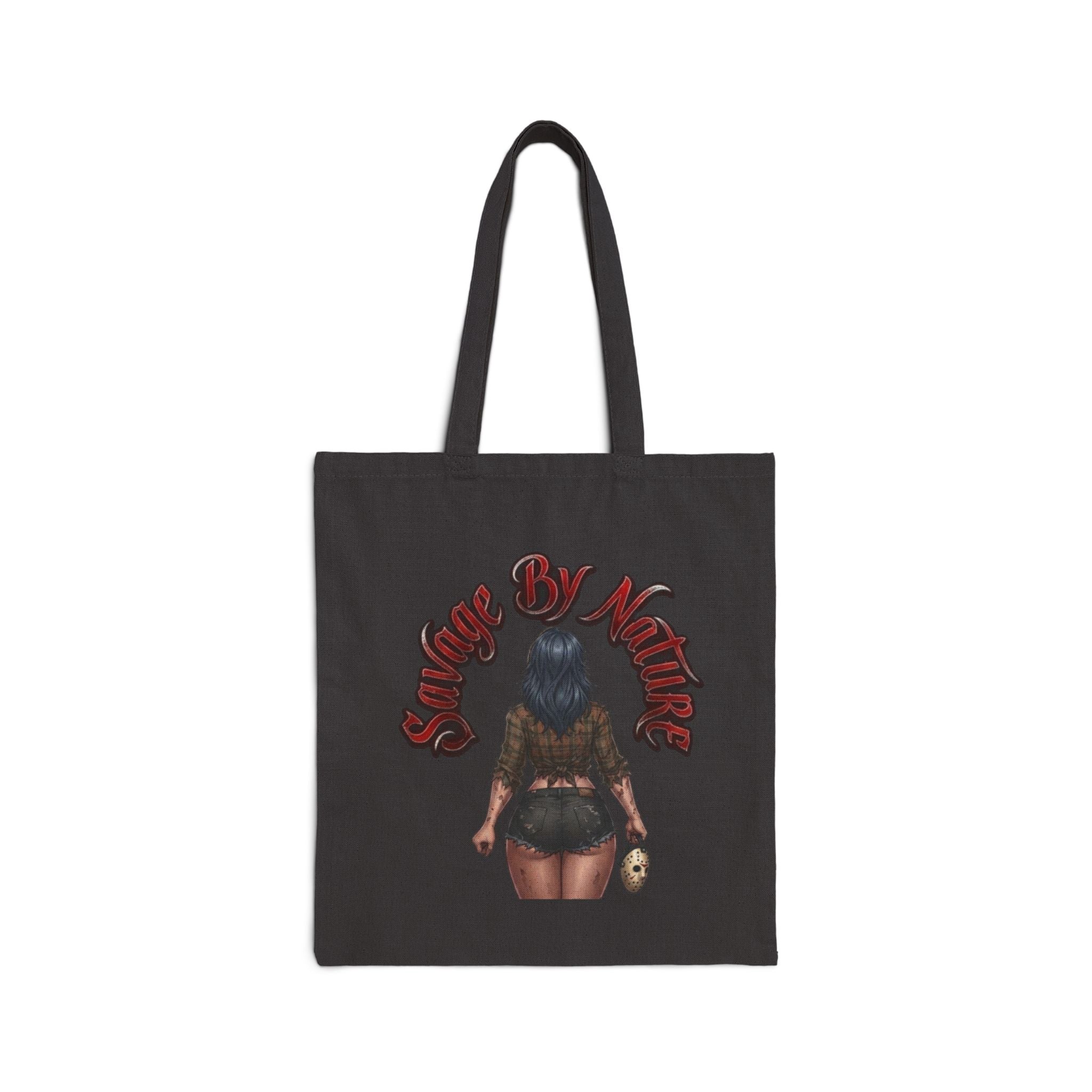 'Savage By Nature' Horror Pin-Up Cotton Canvas Tote