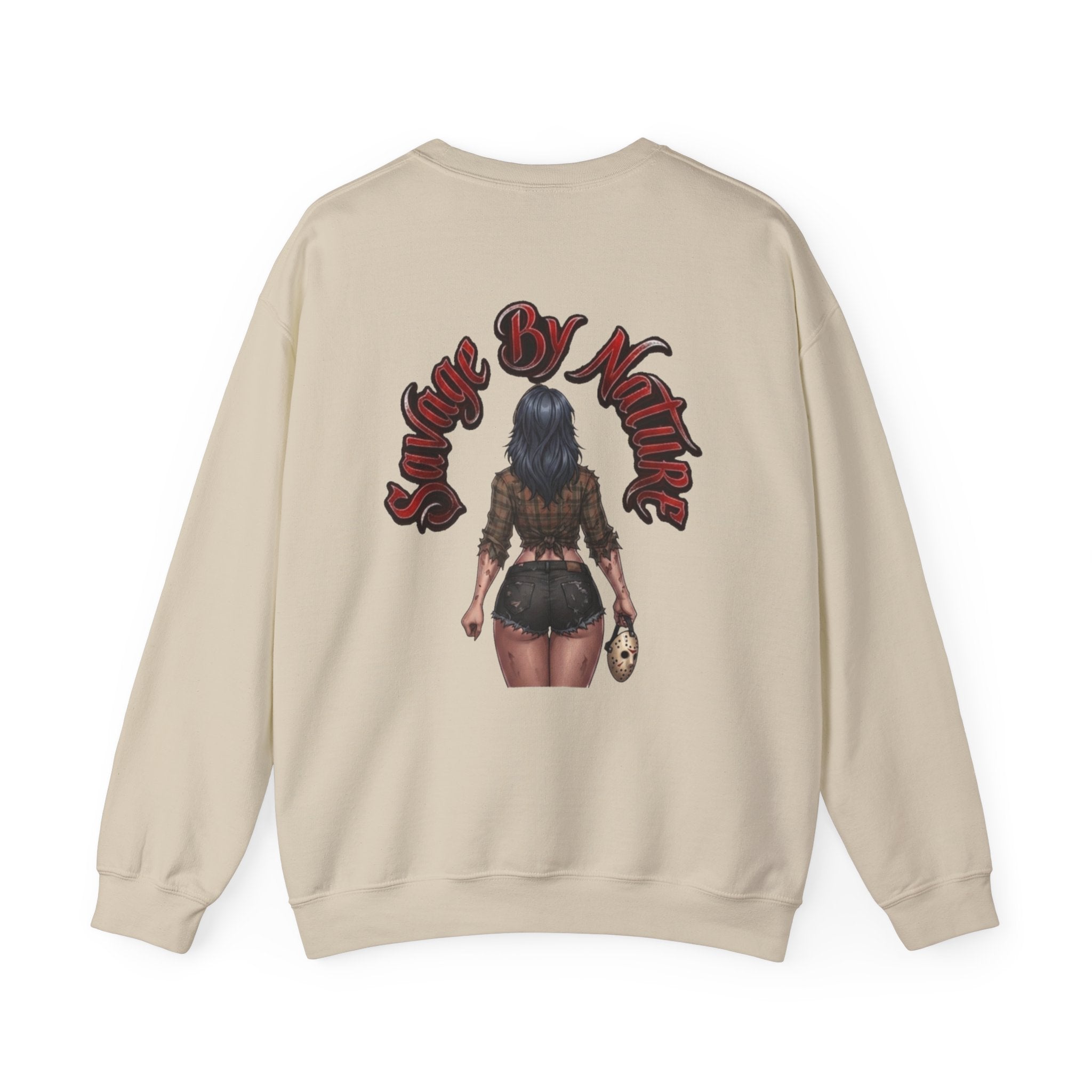 Savge By Nature Crewneck Sweatshirt — Savage Inx Pinup Horror Graphic