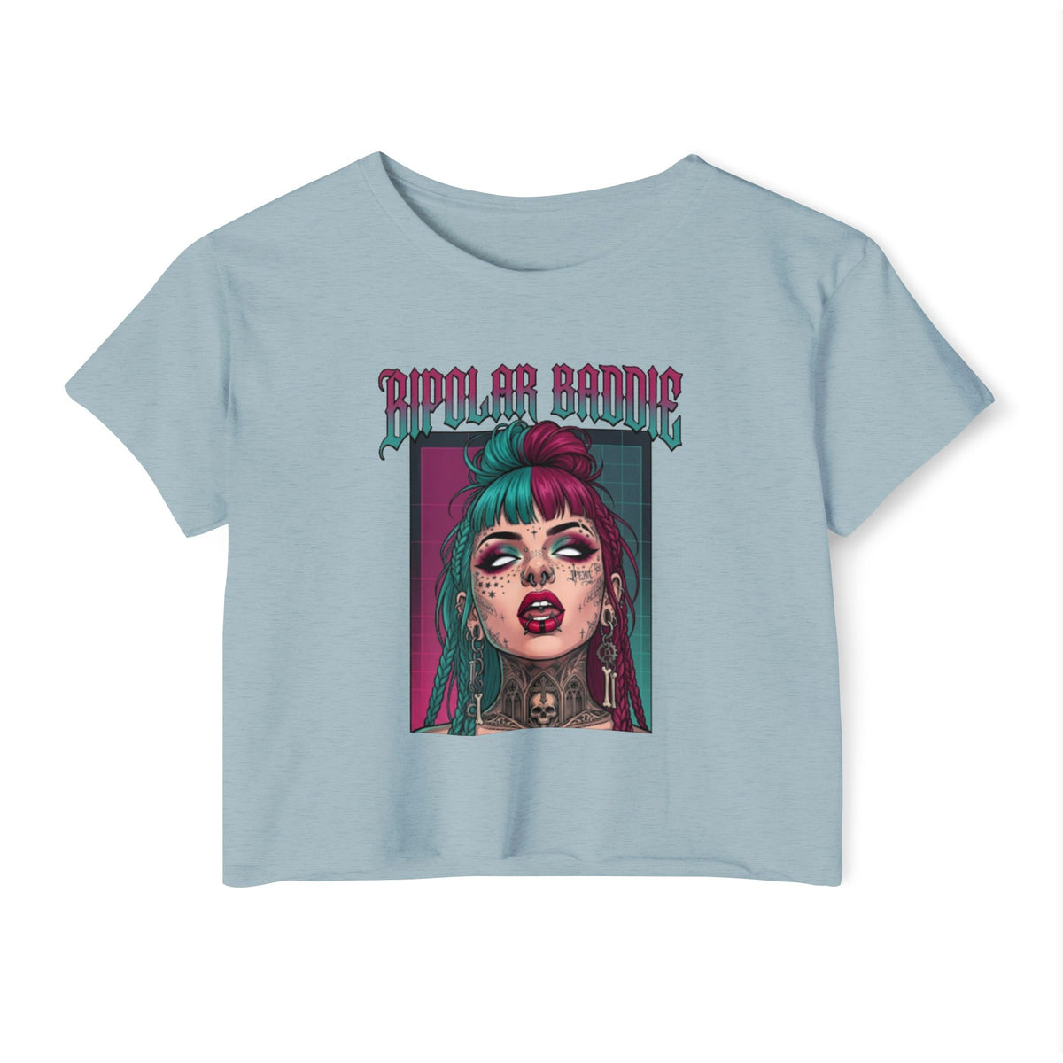 SAVAGE INX  "Bipolar Baddie" Cropped Tee - Alternative Goth Graphic Crop Top