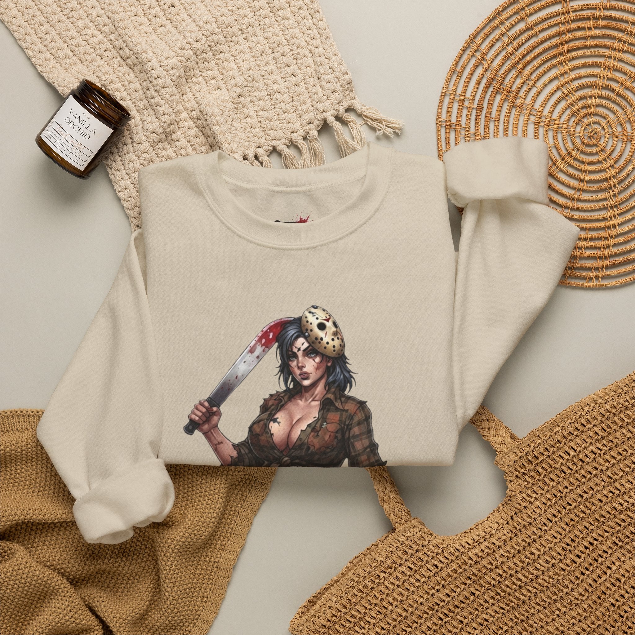 Savge By Nature Crewneck Sweatshirt — Savage Inx Pinup Horror Graphic