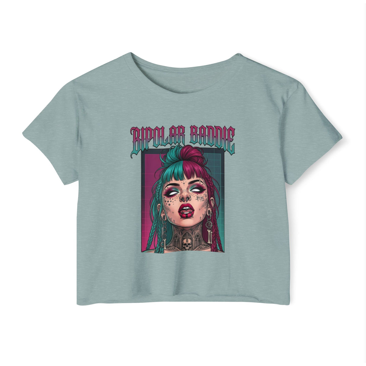 SAVAGE INX  "Bipolar Baddie" Cropped Tee - Alternative Goth Graphic Crop Top