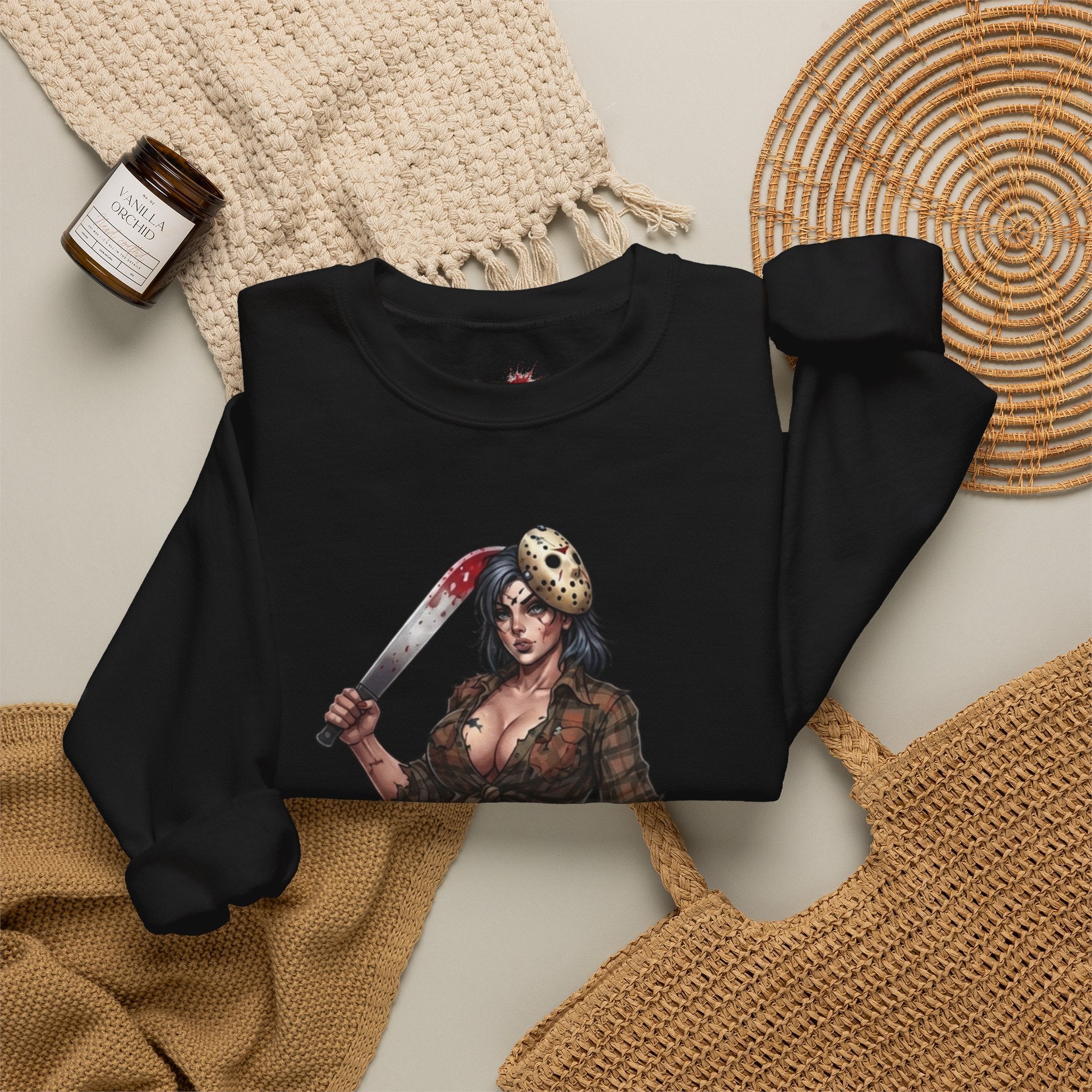 Savge By Nature Crewneck Sweatshirt — Savage Inx Pinup Horror Graphic