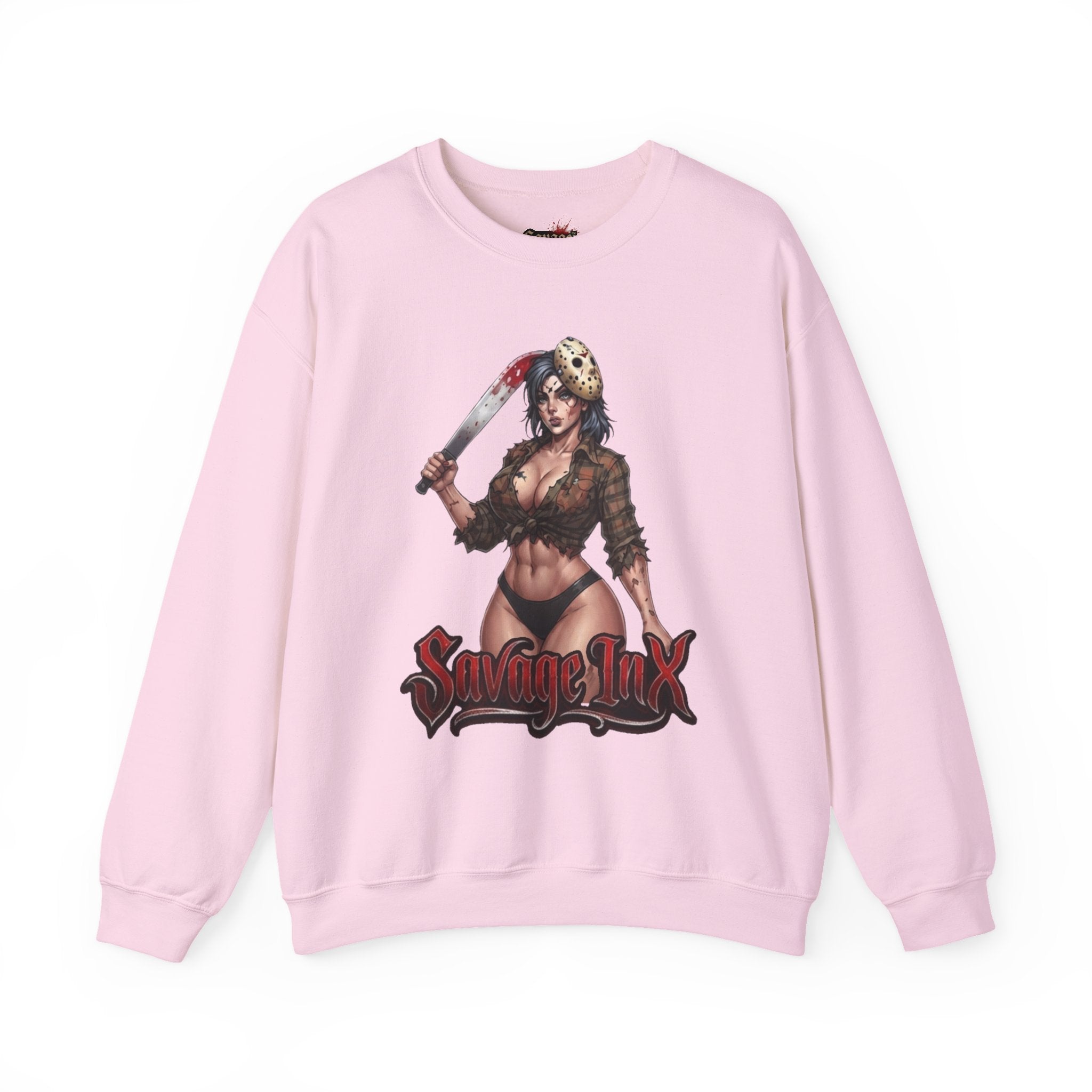 Savge By Nature Crewneck Sweatshirt — Savage Inx Pinup Horror Graphic