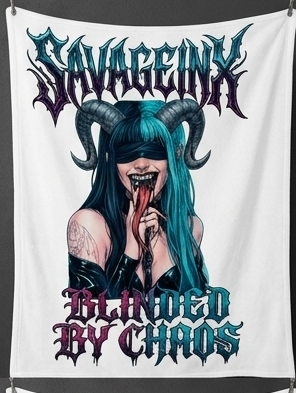 Exclusive SavageInx Sample Drop: 30"x40" Alternative & Horror Throw Blankets " Blinded By Chaos"