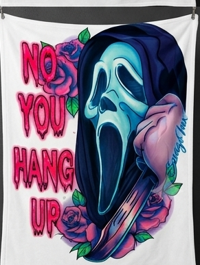 Exclusive SavageInx Sample Drop: 30"x40" Alternative & Horror Throw Blankets "No You Hang Up" (Neon Darkwave Edition)
