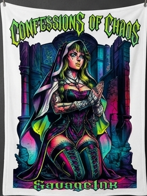Exclusive SavageInx Sample Drop: 30"x40" Alternative & Horror Throw Blankets "Confessions of Chaos"
